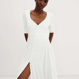 Hatch Ribbed White Dress Maternity